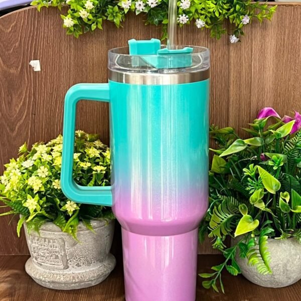 Gradient Color Tumbler With Handle Stainless Steel