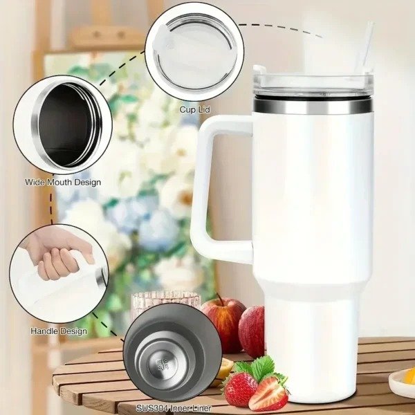 Hot & Cold Insulated Stainless Steel Tumbler – Reusable Travel Cup - Image 4